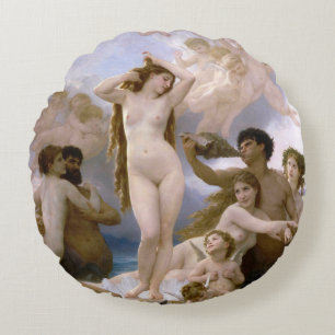 Almofada Redonda O Nascimento de Vênus por William-Adolphe Bouguere