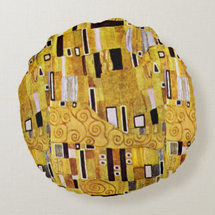 Almofada Redonda O Padrão do Beijo de Gustav Klimt, Art Nouveau