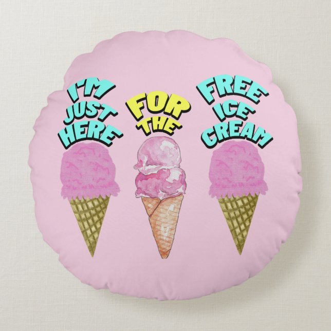 Almofada Redonda O partido Mikitiez icecream favorece o verão (Frente)
