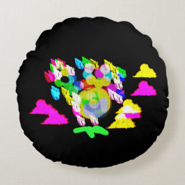 Almofada Redonda O pavão brilha no escuro