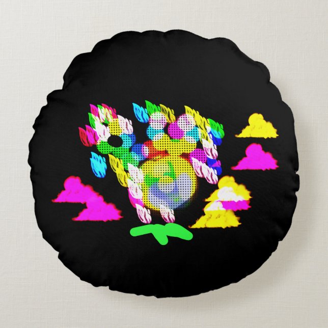 Almofada Redonda O pavão brilha no escuro (Frente)