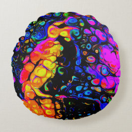 Almofada Redonda O Solitário Pássaro 4: Estilo de Arte Líquida