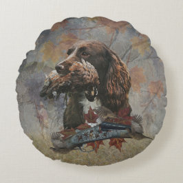 Almofada Redonda O Sprocker Spaniel , arte de cão de caça
