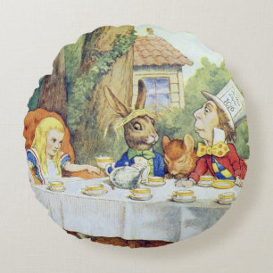 Almofada Redonda O tea party do Hatter louco