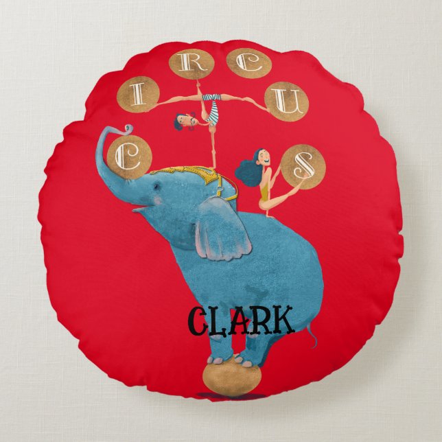 Almofada Redonda O Tema do Circo Infantil (Frente)