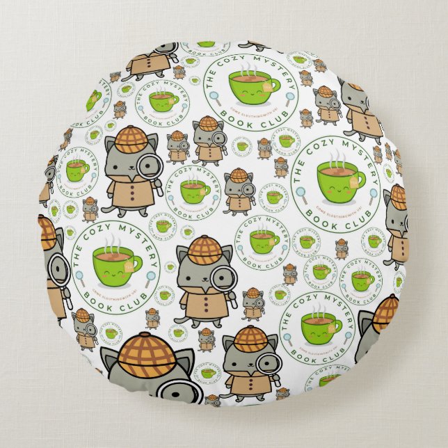 Almofada Redonda O Travesseiro do Clube de Livros Misteriosos Cozy (Frente)
