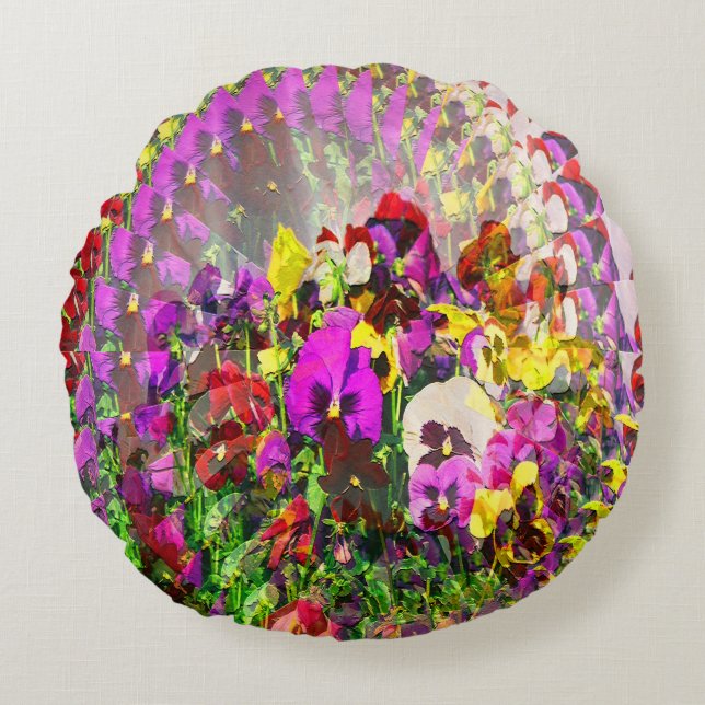 Almofada Redonda O turbilhão de Pansies... (Frente)