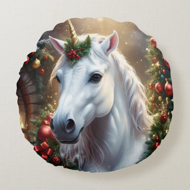 Almofada Redonda “O Unicórnio de Noel” (Frente)