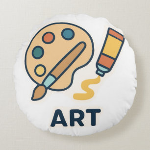 Almofada Redonda Objeto de Arte - Paleta de Tinta e Pincel
