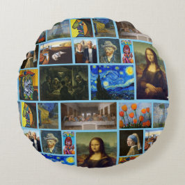 Almofada Redonda Obras-primas de Arte, Azul