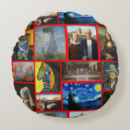 Almofada Redonda Obras-primas de Arte, Vermelho