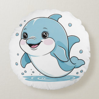Almofada Redonda Ocean Friends Cute Sea Creatures Dolphin 