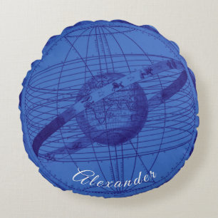 Almofada Redonda Oceano Personalizado e Azul Marinho Celestial
