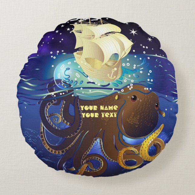 Almofada Redonda Octopus Huge e Caravella (Frente)