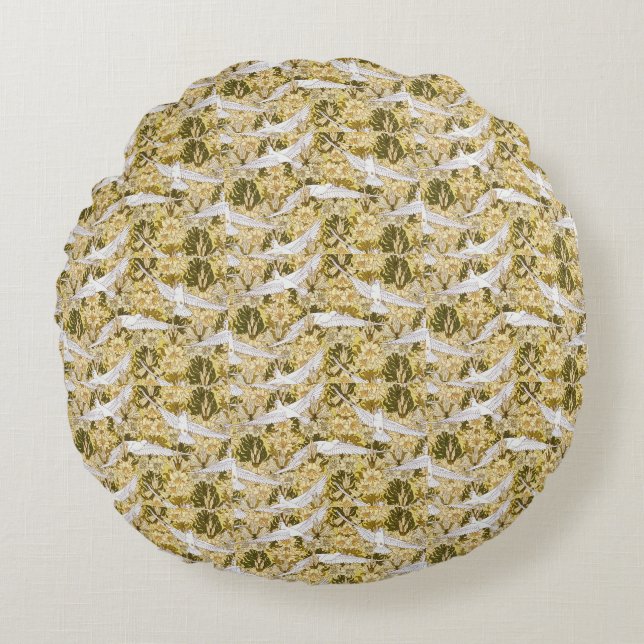 Almofada Redonda Óculos Exquisitos Contra Ilustração Floral (Frente)