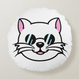 Almofada Redonda Óculos Pretos Vestidos de Gatos Brancos / Óculos e