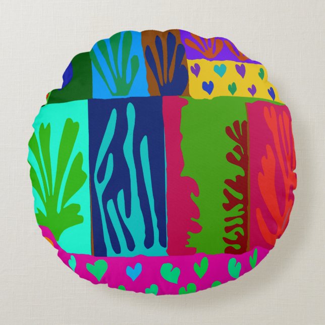 Almofada Redonda Ode para Colagem Matisse (Frente)