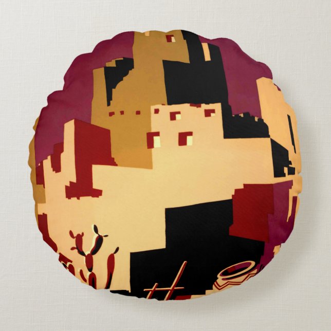 Almofada Redonda Oeste do Sudoeste Pueblo WPA Nacional (Frente)