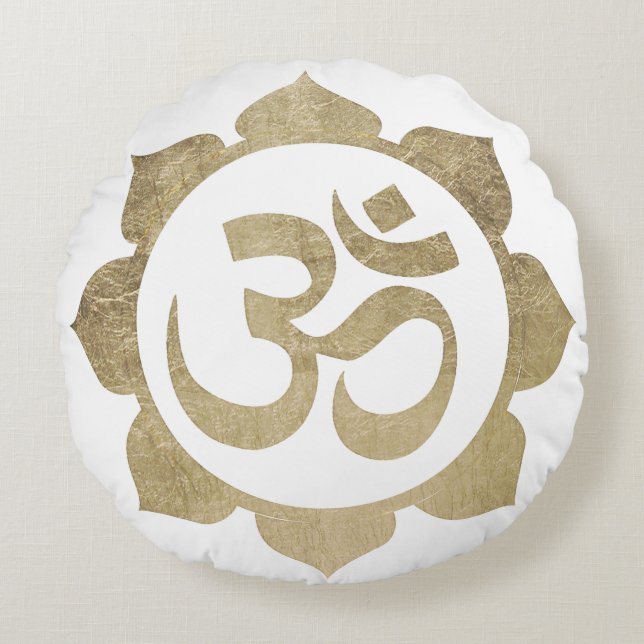 Almofada Redonda Ohm dourado (Frente)