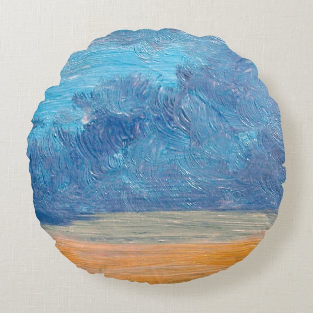 Almofada Redonda Oil paintings landscape. Fine art. abstract,art,ba (Frente)