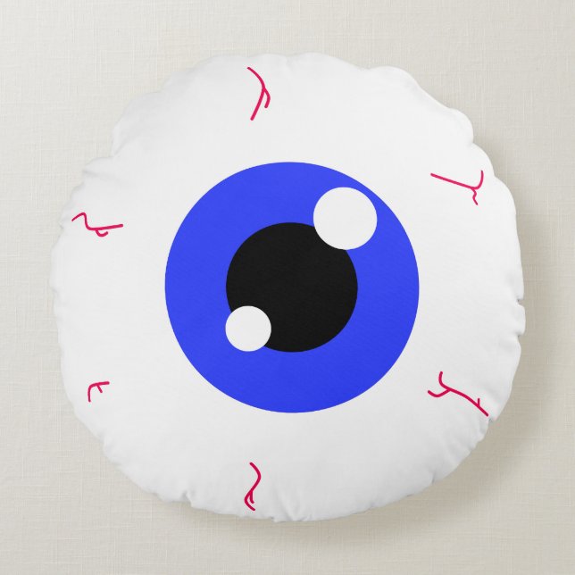 Almofada Redonda Olhal Azul Escuro Simples (Frente)