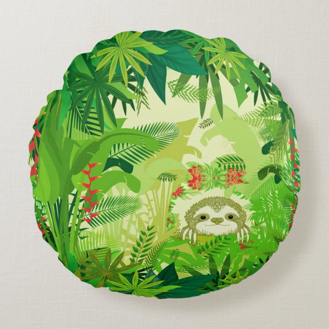 Almofada Redonda Olhar uma selva de boo (Frente)