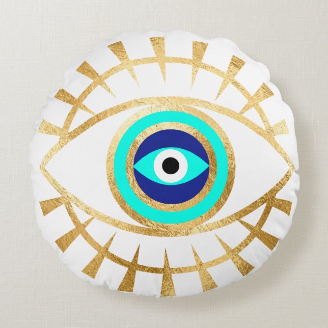 Almofada Redonda Olho de mau em Cushion Verde (Frente)