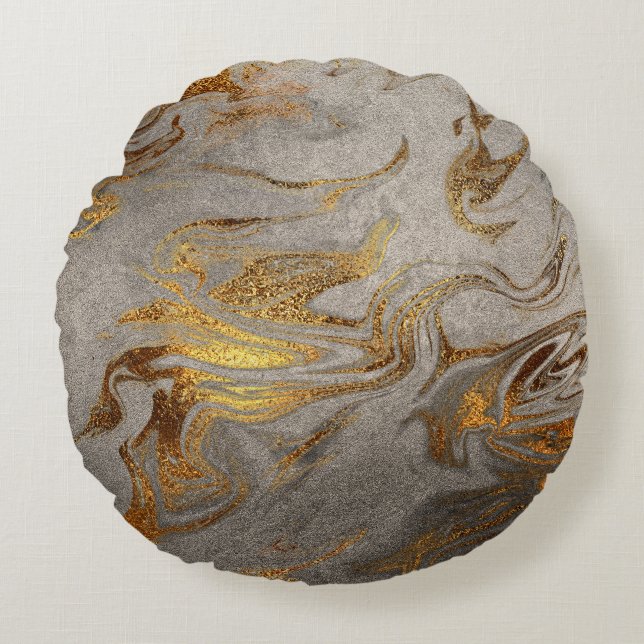 Almofada Redonda Olho elegante de dourado moderno de prata (Frente)