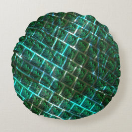 Almofada Redonda "Olhos enquadrados verdes", arranhões e grelha azu