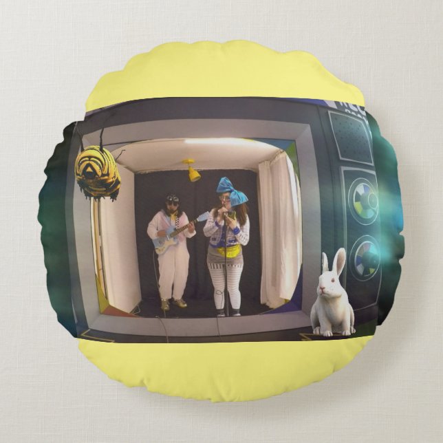 Almofada Redonda Olive e Dingo no travesseiro (Frente)