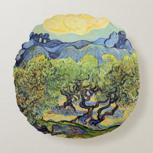 Almofada Redonda Oliveiras com Alpilles por Vincent van Gogh