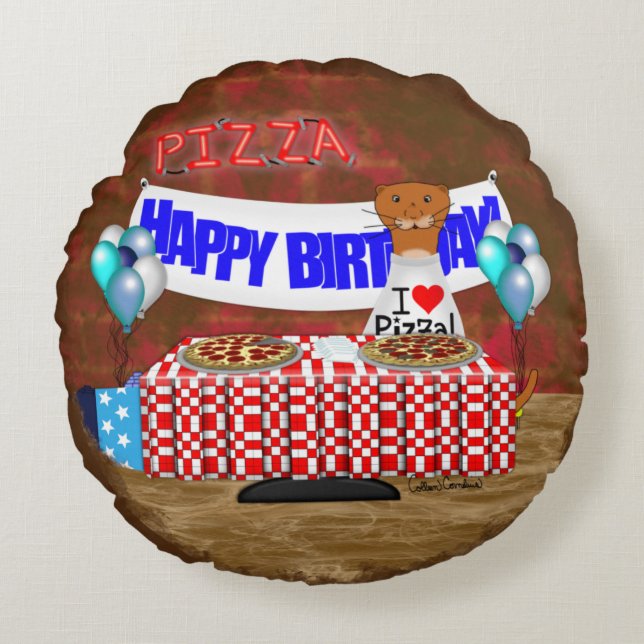 Almofada Redonda Oliver O Otter tem 6 anos! Feliz aniversário (Frente)