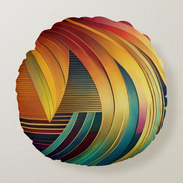 Almofada Redonda Onda arco-íris (Frente)