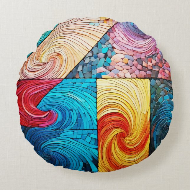 Almofada Redonda onda colorida (Frente)