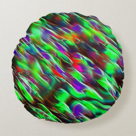 Almofada Redonda Ondas coloridas em verde, vermelho, lilás e roxo