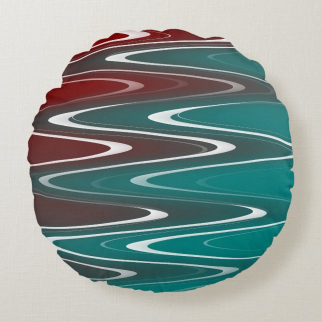 Almofada Redonda Ondas em branco (Frente)