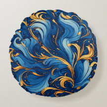 Ondas Reais de Fantasia Redemoinhos de Azul e Dour