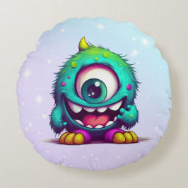 Almofada Redonda Onecru B é o mini monstro alegre de um só olho