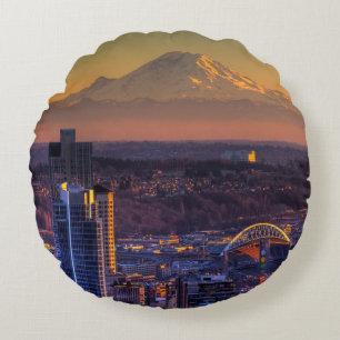 Almofada Redonda Opinião do centro de Seattle, futebol da