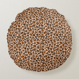 Almofada Redonda Orange and Brown Leopard Print