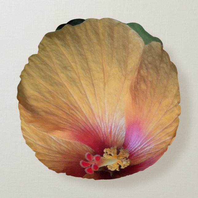 Almofada Redonda Orange Hibiscus Ruffle (Frente)