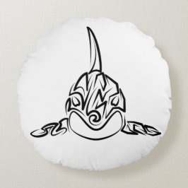 Almofada Redonda Orca Tribal Negra
