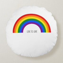 Almofada Redonda Orgulho Gay Arco-íris. O amor é amor.