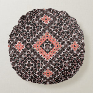 Almofada Redonda Oriental, árabe, ornamento, castanho, vermelho, ét