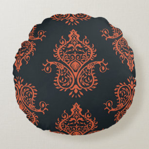 Almofada Redonda Oriental damask: padrão de colheita mediterrânico.