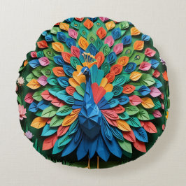 Almofada Redonda Origami Peacock