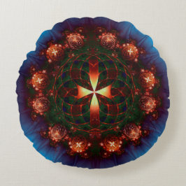 Almofada Redonda Ornamentado Cross Mandala