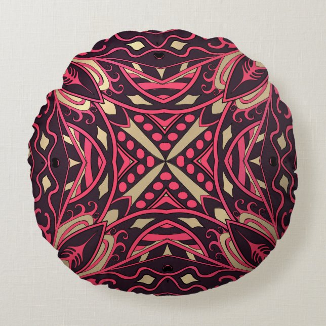 Almofada Redonda Ornamento bonito do marroquino do complicatedl (Frente)