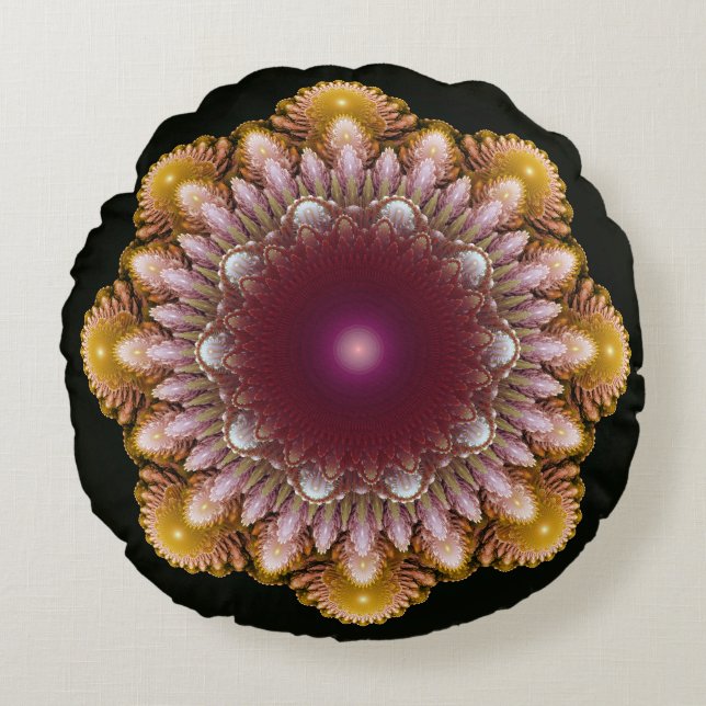 Almofada Redonda Ornamento colorido (Frente)