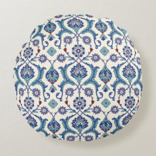 Almofada Redonda Ornamento Floral: Padrão Árabe Tradicional.